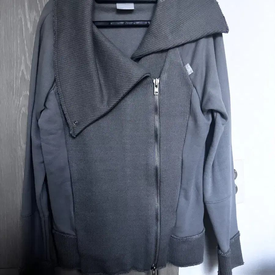 스컬프터 Wide Collared Zip-Up Melange Gray