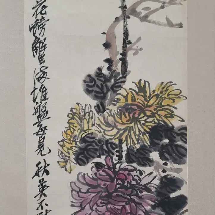 오창석, 석국도  화훼도, 136x34.5cm, 1921년.