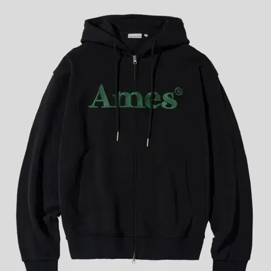 아메스 BASIC LOGO HOODIE ZIP UP BLACK