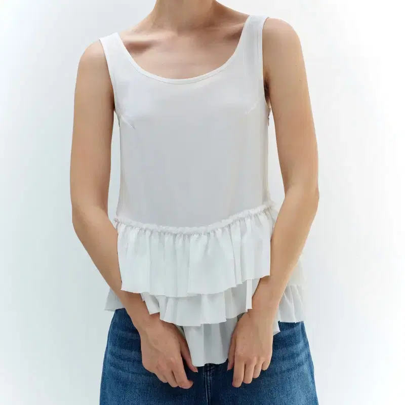 BURMULA / FRILL SLEEVELESS TOP (WHITE)