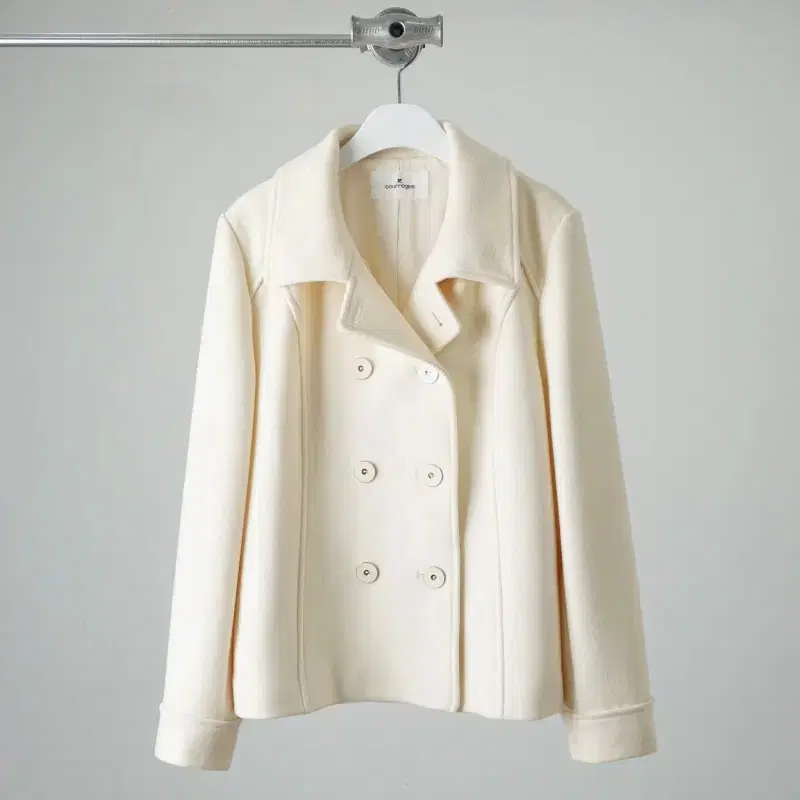 vtg Courreges 화이트 더블 울 자켓 꾸레쥬쿠레주버튼jacket