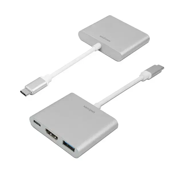 USB C타입 to 충전+USB3.0+4K HDMI 케이블형 컨버터 실버