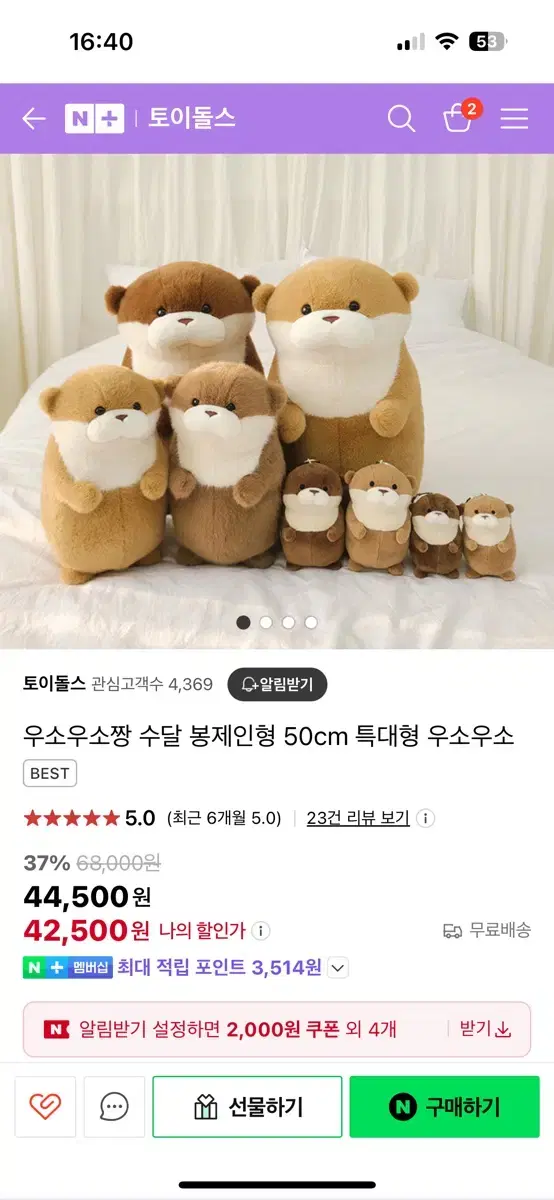 우소우소짱 인형 50cm 새상품