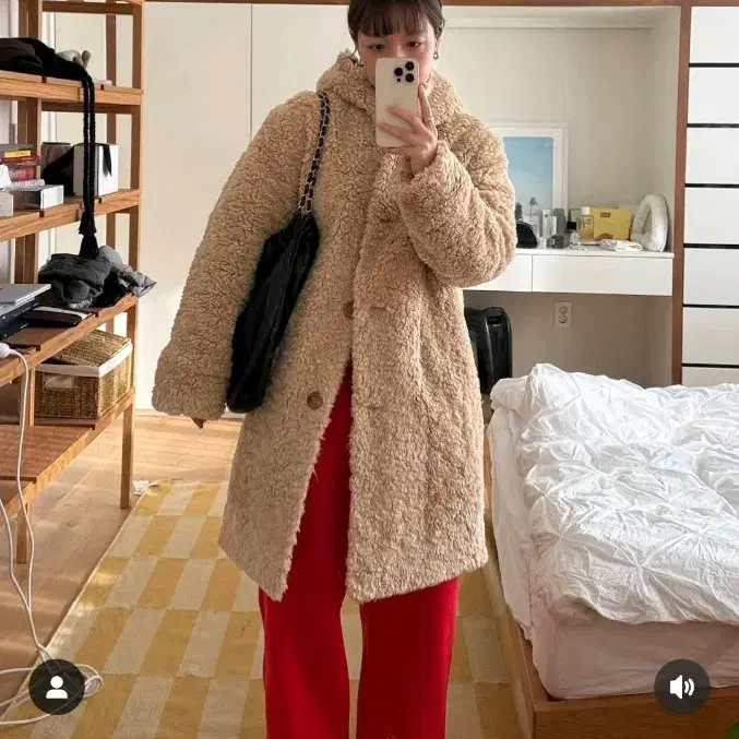 포니테일 Hello Teddy Faux Fur Long Coat