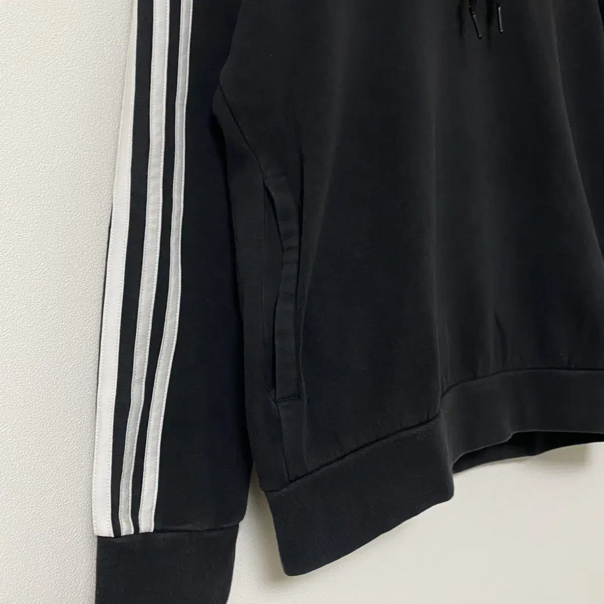 가슴단면56cm 빈티지 아디다스 adidas 블랙 삼선 기모 후드 후드티