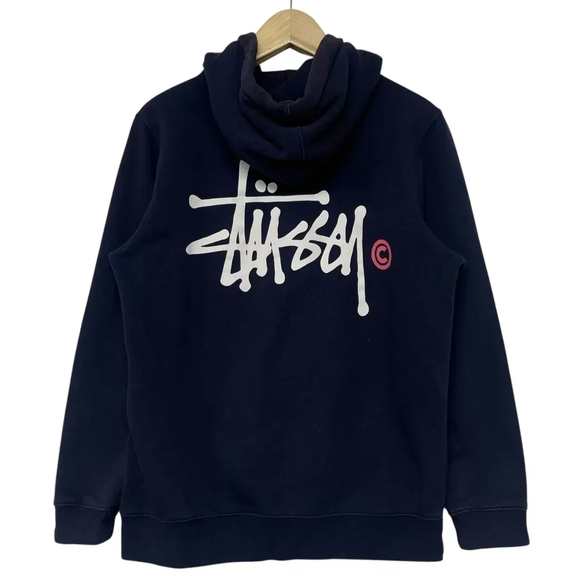 스투시 Stussy 베이직 로고 후드 집업 네이비