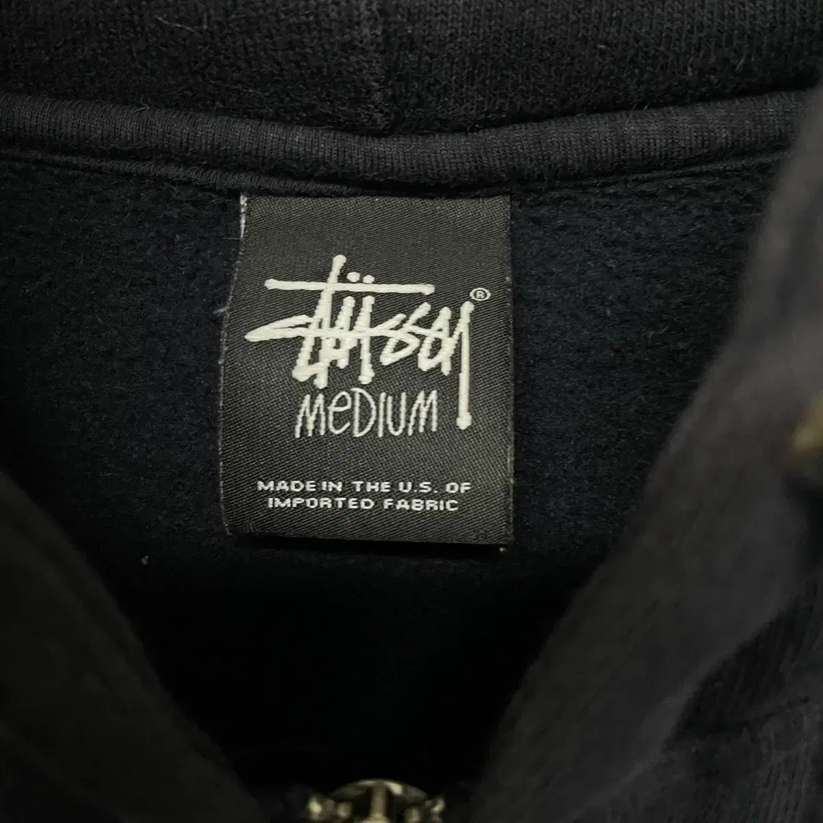 스투시 Stussy 베이직 로고 후드 집업 네이비