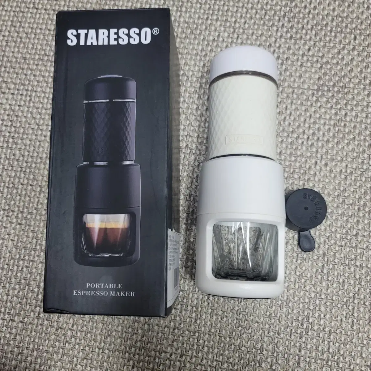 StarreSso Portable Espresso Coffee Manual Machine White Hiking Camping Travel