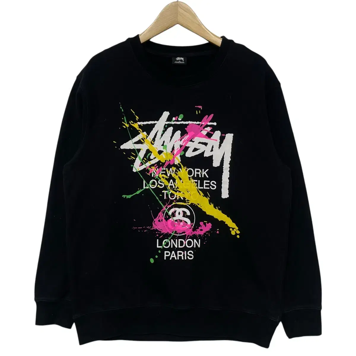 스투시 Stussy 페인팅 월드투어 크루넥 맨투맨 블랙