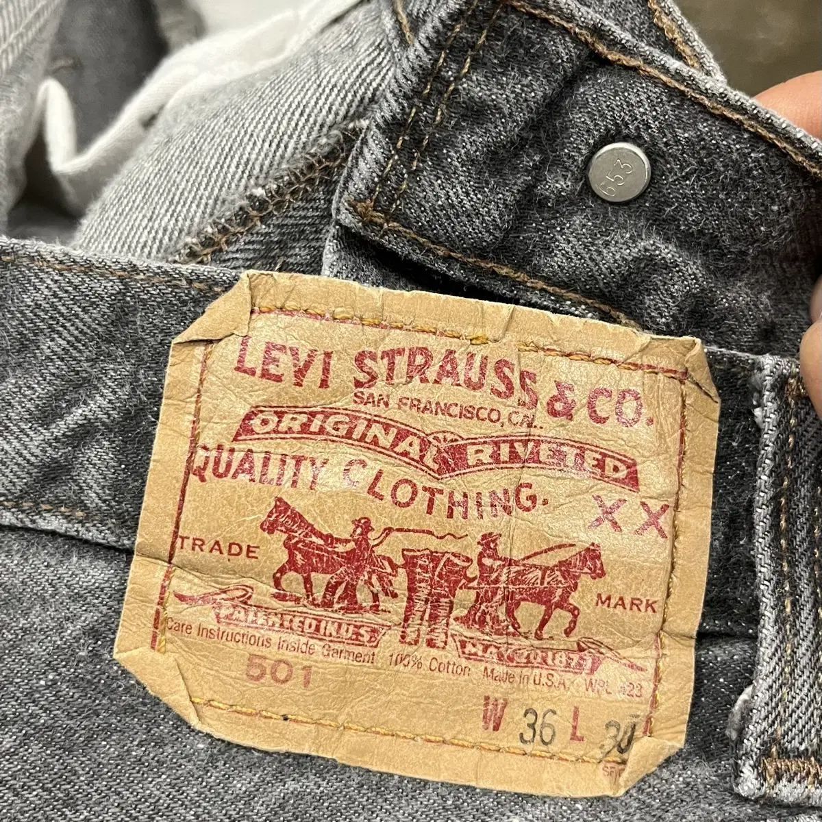 90s USA Levis501 데님 팬츠 (34)