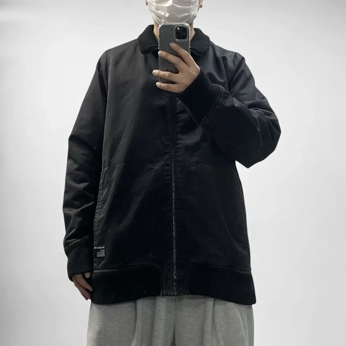 스투시 Stussy 어센틱 아우터 기어 풀 집업 자켓 블랙