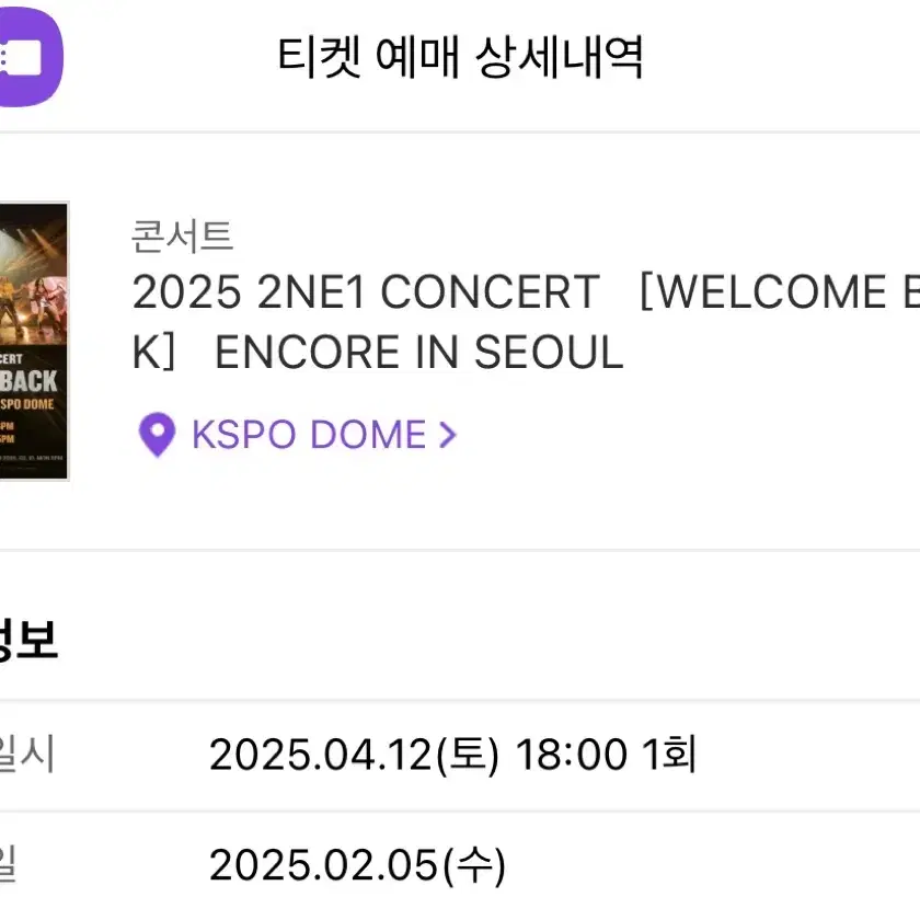 2ne1(투에니원) 콘서트 토요일 양도