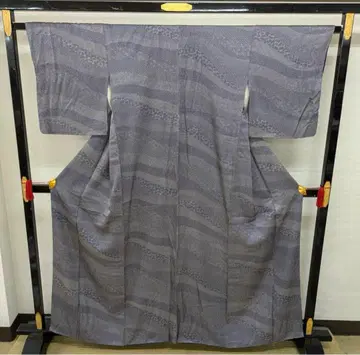 에도 코몬 순수 실크 요세기 패턴 광 카라 이중 기모노 U-2304