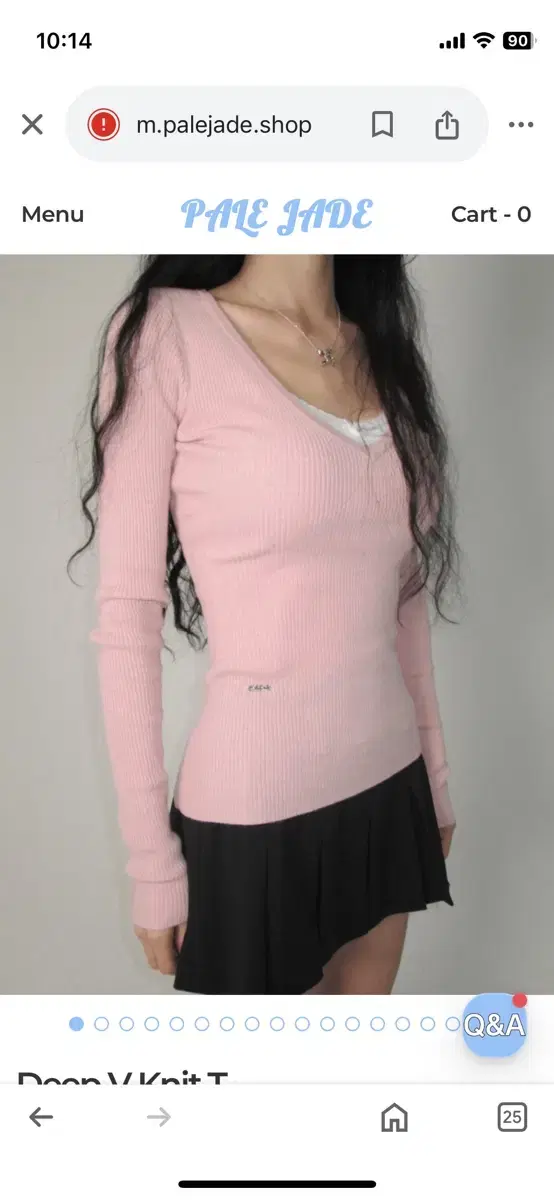 페일제이드 딥 브이 니트 티 Deep V Knit T 핑크 pink