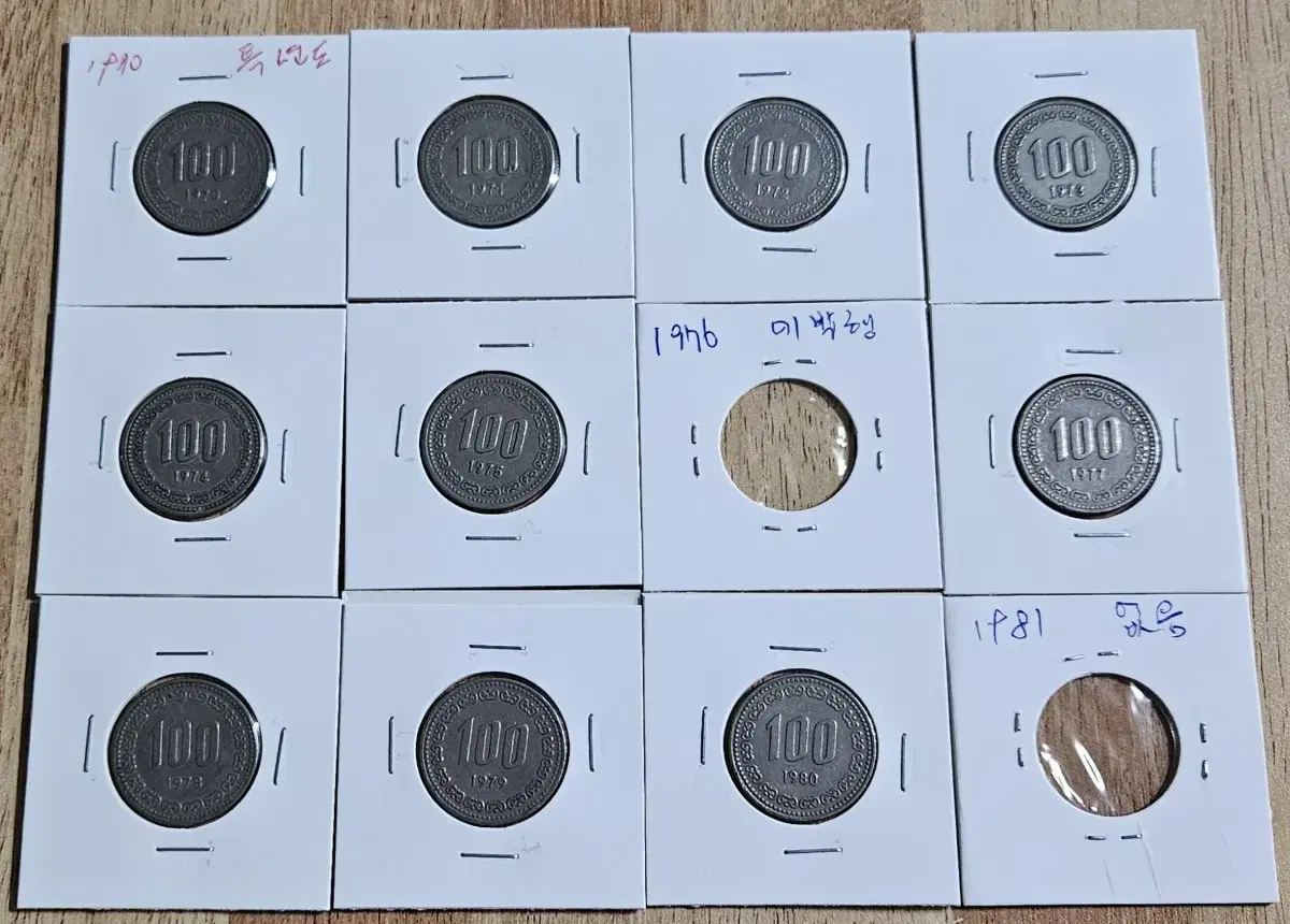 1970년부터 2019년까지 100원 줄세우기.동전.주화