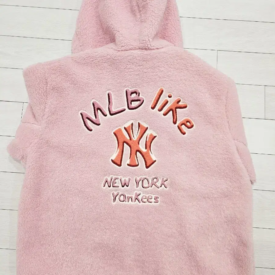 MLB LIKE ICE 후드 후리스 점퍼 NY 핑크