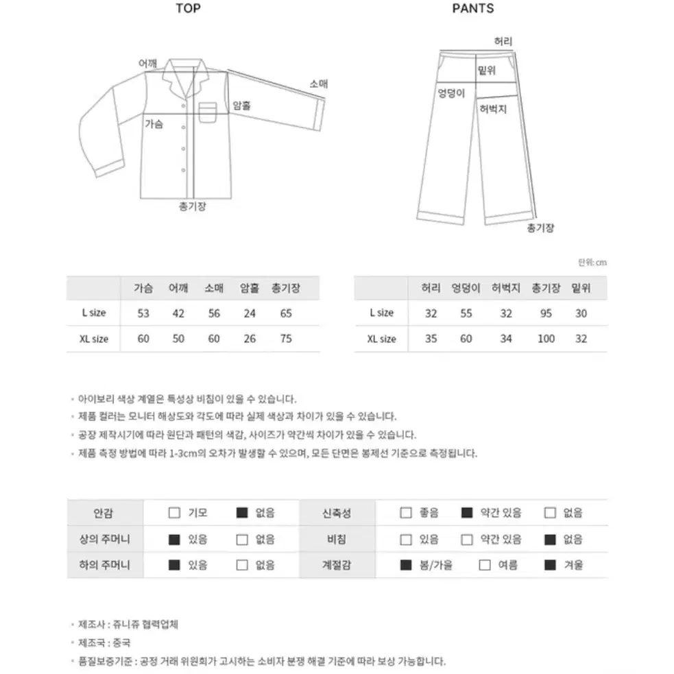 쥬니쥬 여성잠옷 새상품