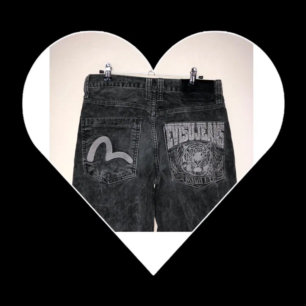 Vintage EVISU JEANS black denim pt  허리