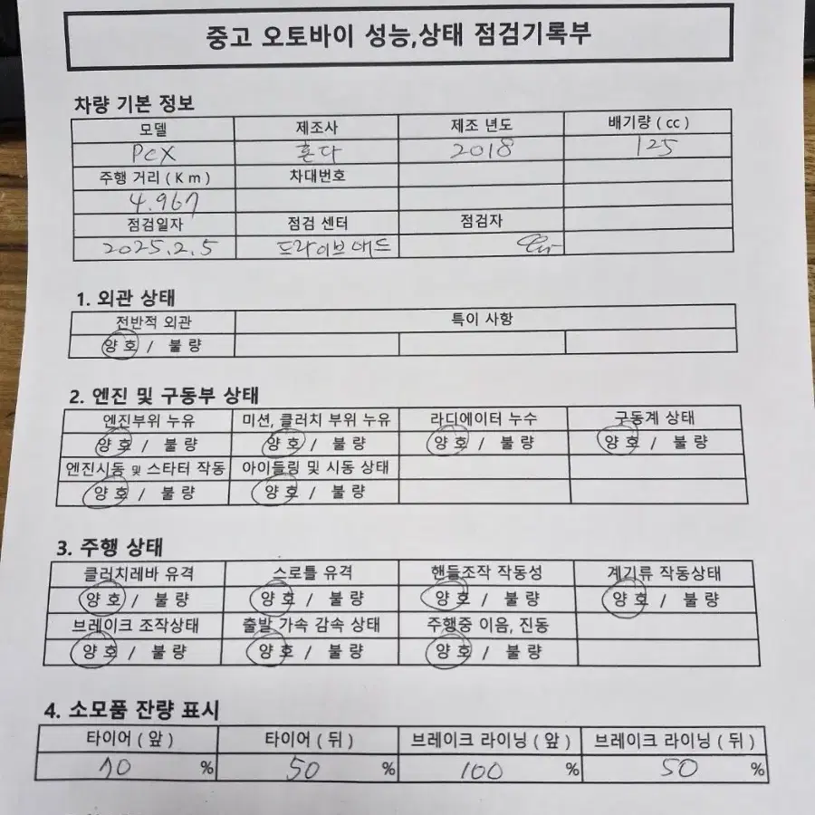 DB-076/ 혼다 / PCX /18년식/ 0.4만km(메다 교체) /중