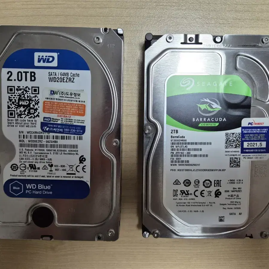 3.5인치 PC HDD 2TB 2개