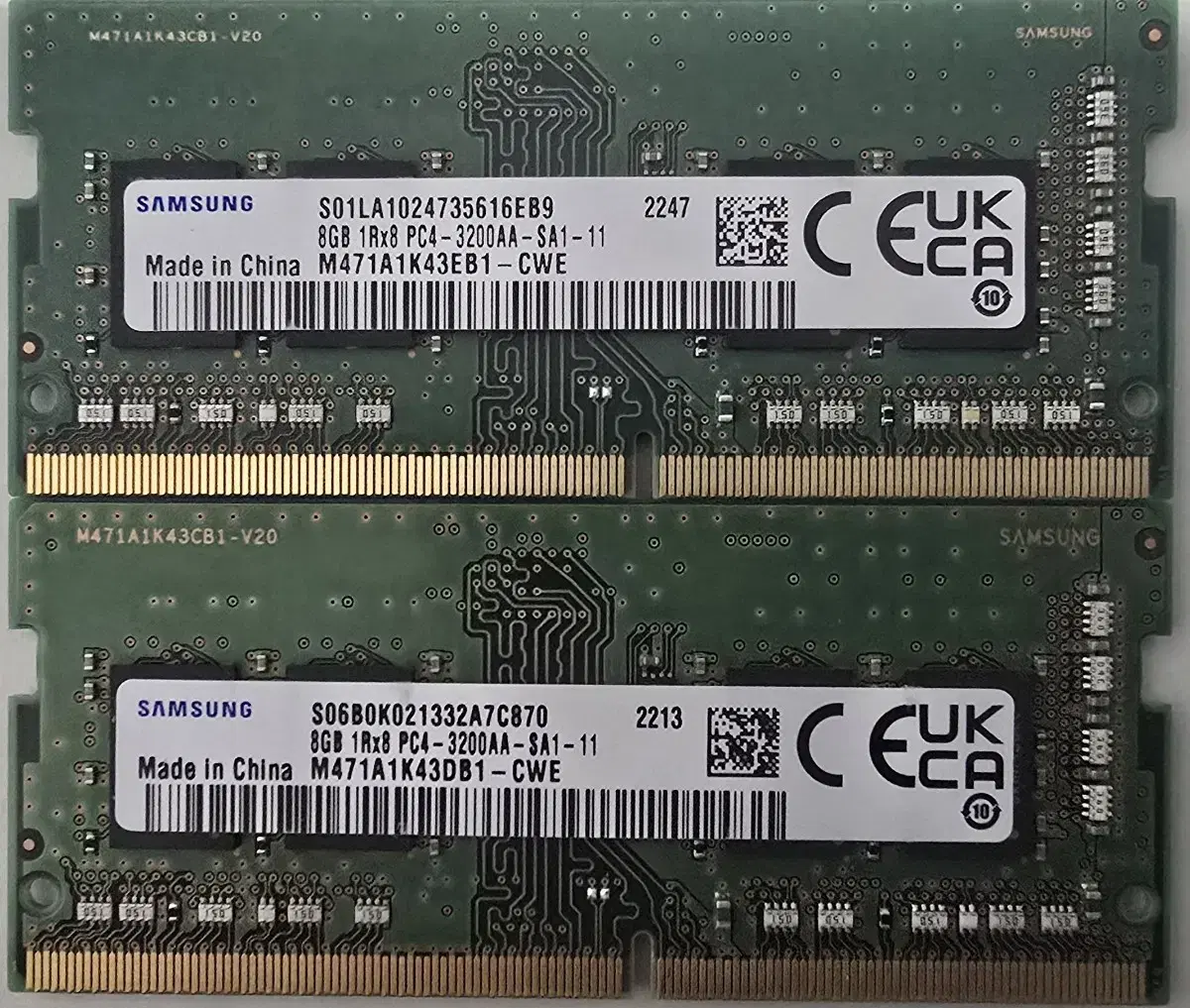 삼성 노트북램 DDR4 8G 2개 팝니다.