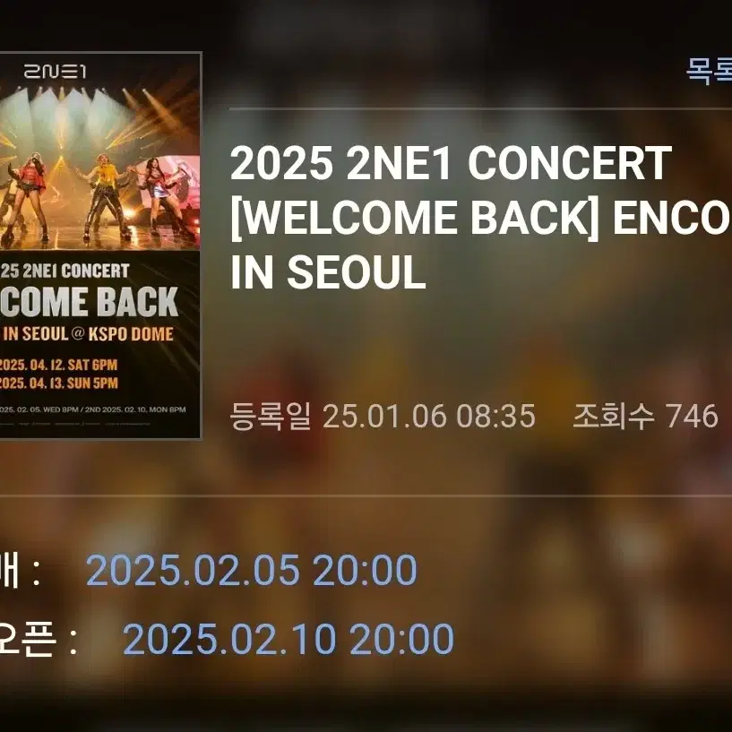 2ne1 콘서트 취켓팅