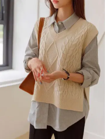 사이드 슬릿 니트 조끼-p574378