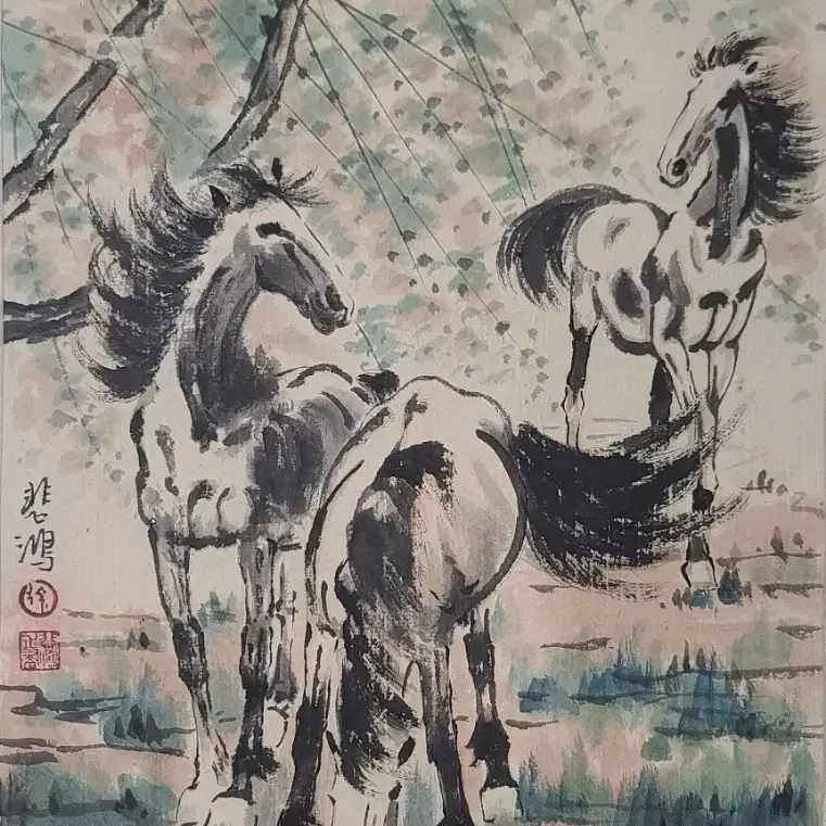 서비홍, 삼마도, 49x30cm.