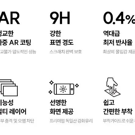 -0206 (새상품) 힐링 쉴드 아이폰16프로 AR 강화유리 액정보호필름