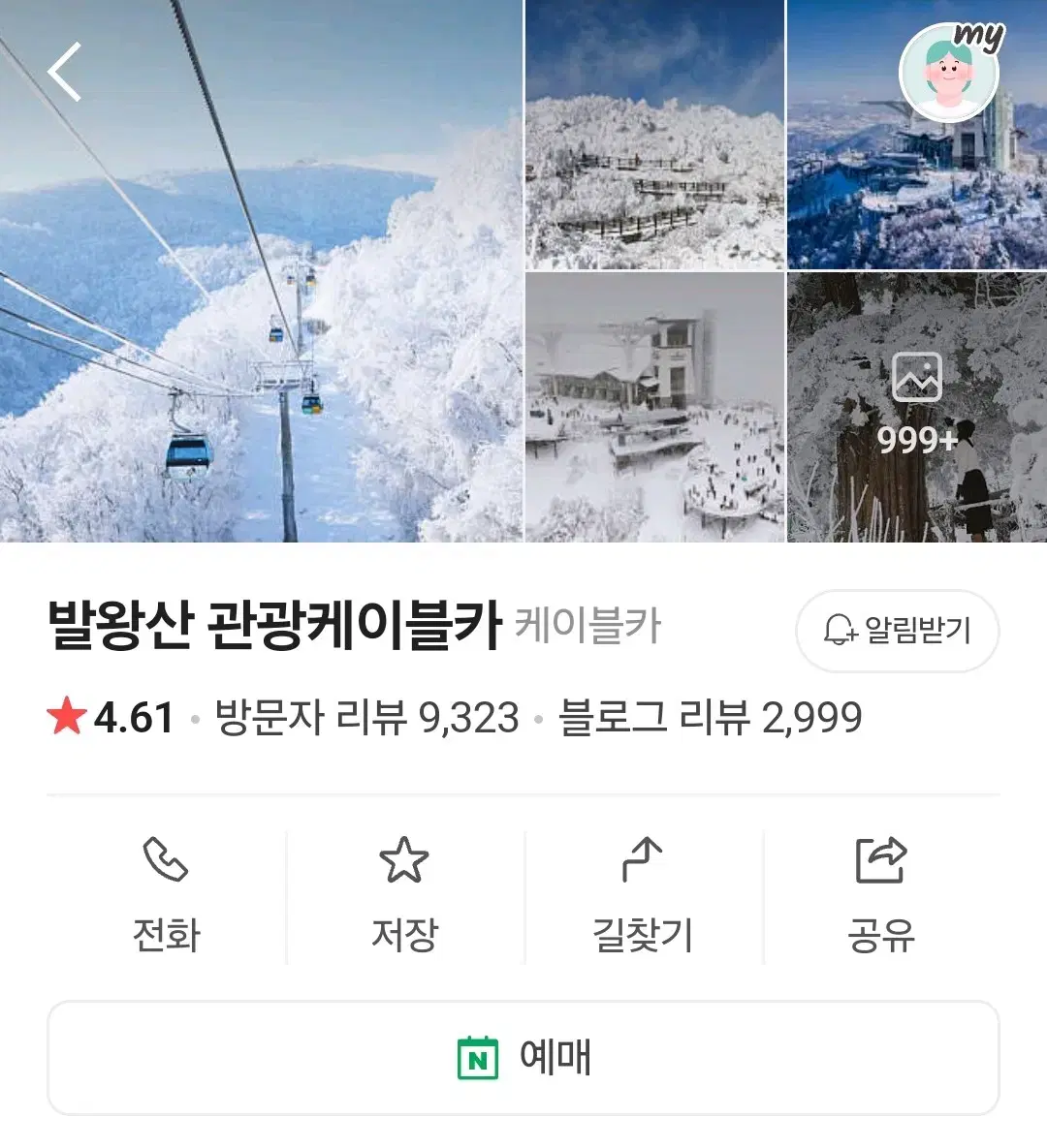 강원도 모나 용평 발왕산 관광 케이블카 이용권 티켓 탑승권 대인 왕복