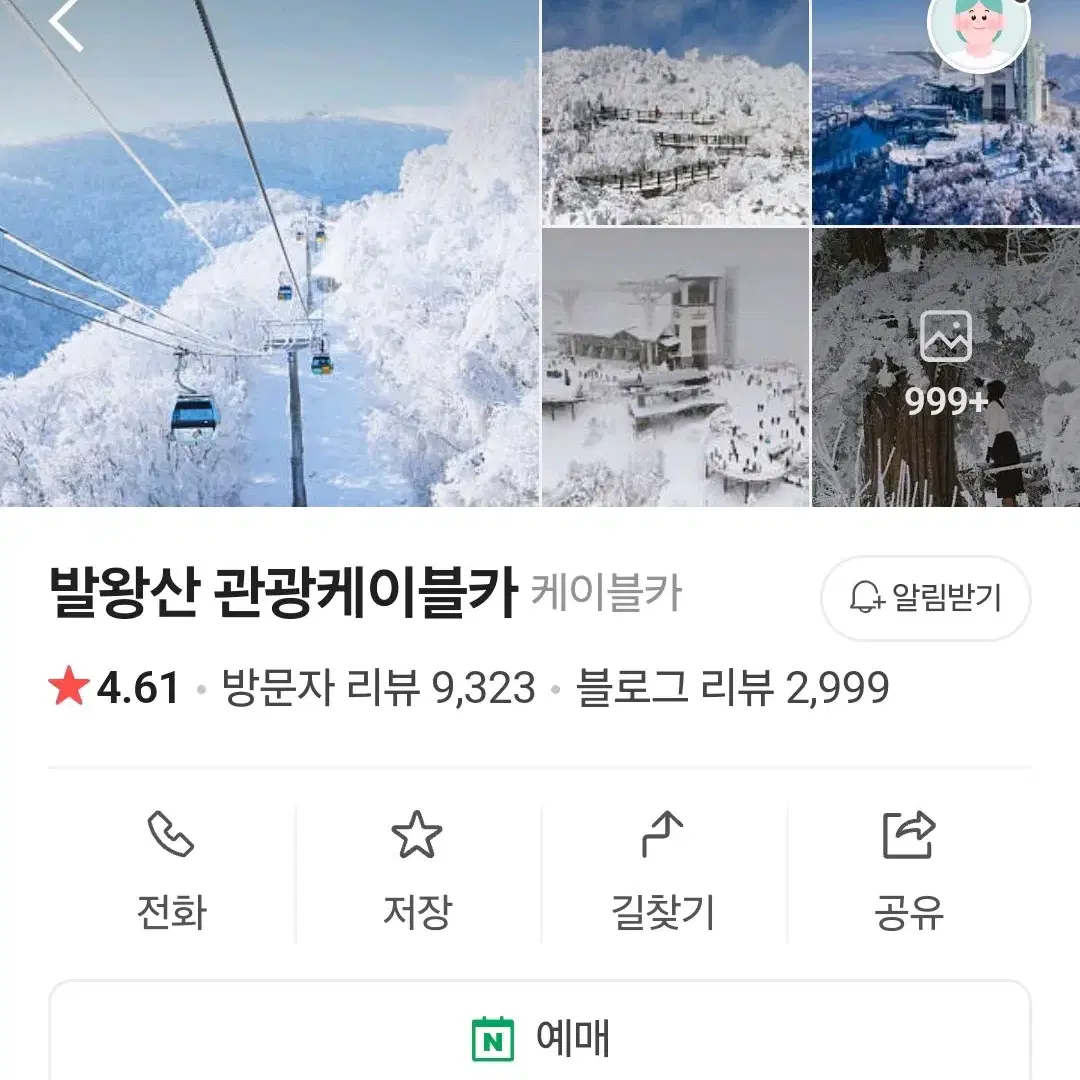 강원도 모나 용평 발왕산 관광 케이블카 이용권 티켓 탑승권 대인 왕복