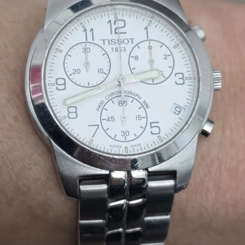 티쏘 (TISSOT) PR50 크로노그래프 메탈 시계