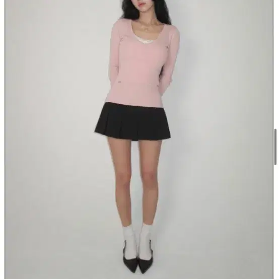 페일제이드 딥 브이 니트 티 Deep V Knit T 핑크 pink pj