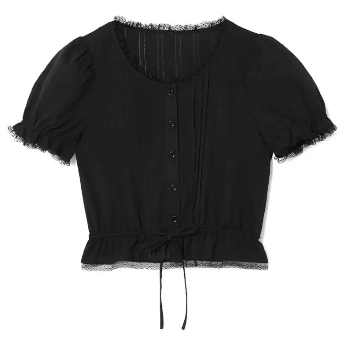 로라로라 카리나 블라우스 블랙 FRILL SHIRRING BLOUSE