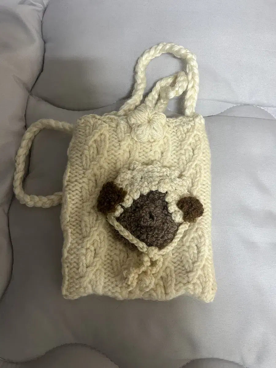 Vintage teddy bear knit bag