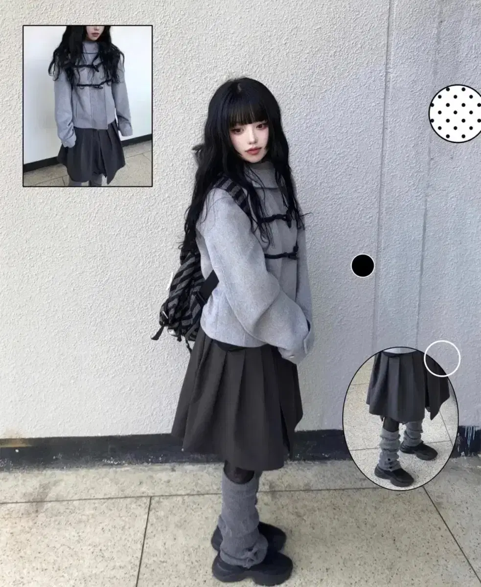 MIKKI SEOUL Duffle Hoodie Short Coat Gray