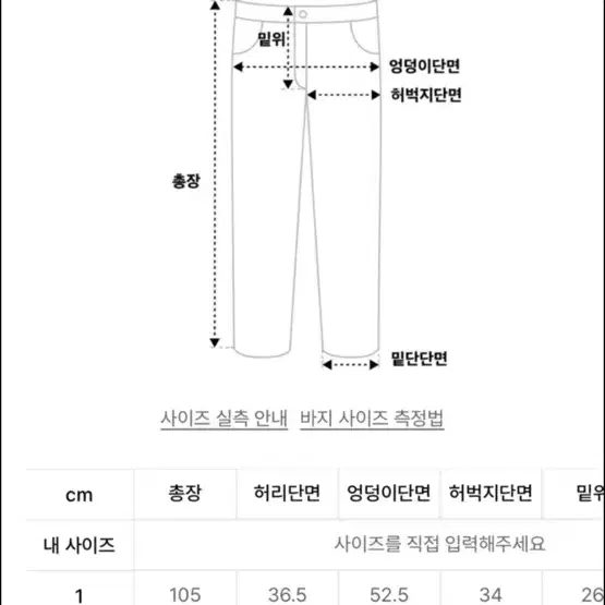 오도어 ODOR 화이트 데님 팬츠 바지 사이즈1