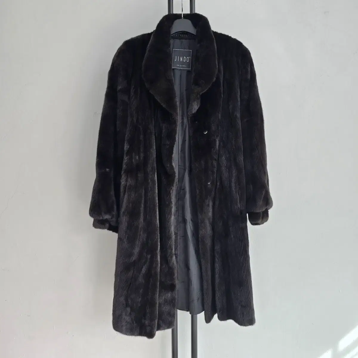 Genuine JinDo Original Black Gramma Mink Coat Fur