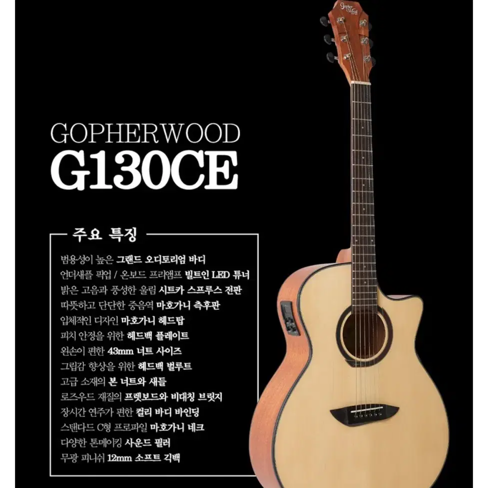 고퍼우드 G130CE/ GA바디 기타 판매합니다