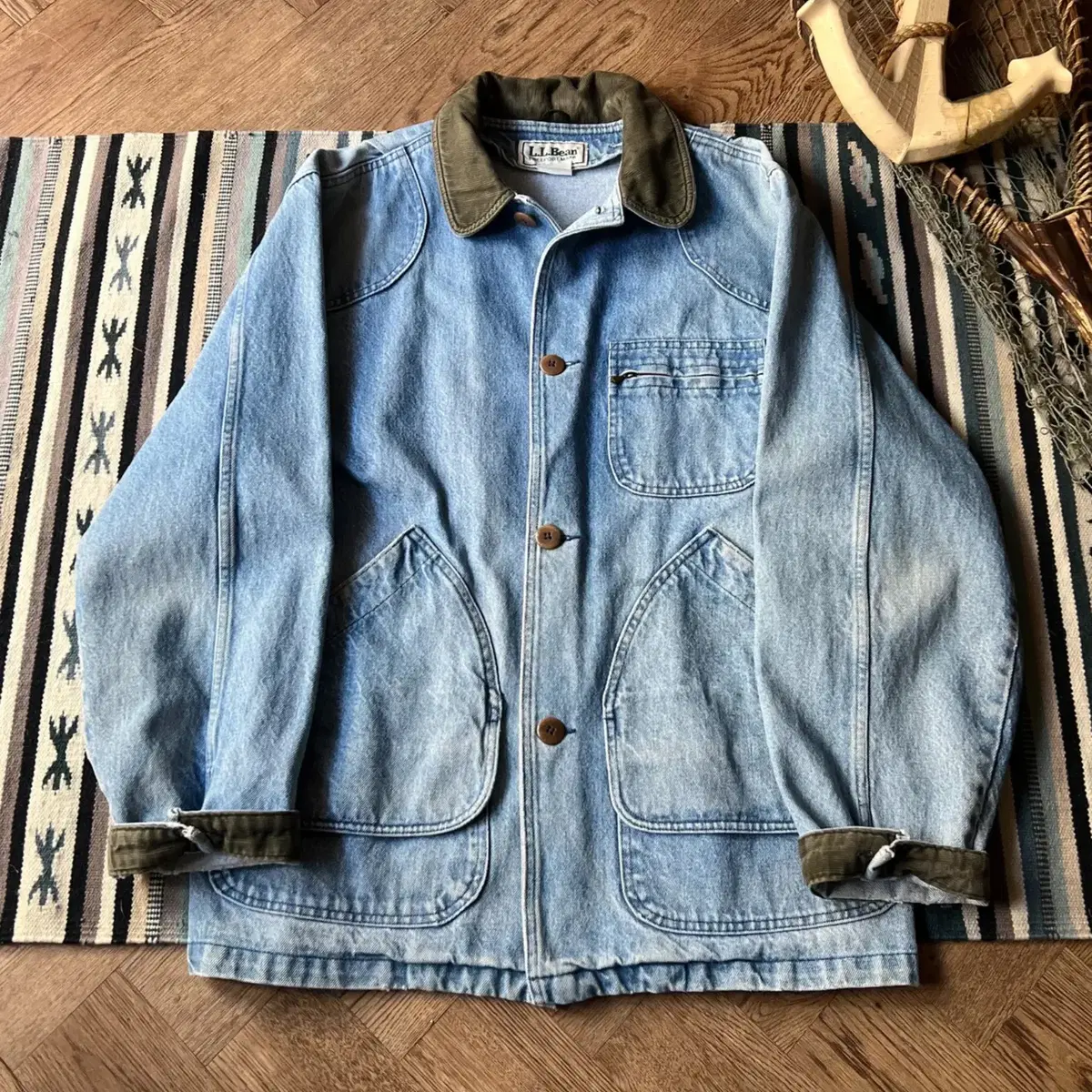 [L]90's L.L.Bean USA 엘엘빈 데님 헌팅 자켓