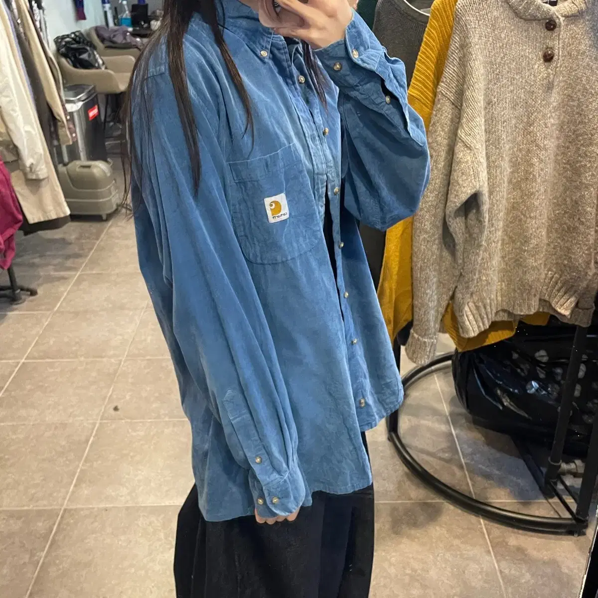 (NO.9) CARHARTT 칼하트 빈티지 코듀로이 셔츠 블루