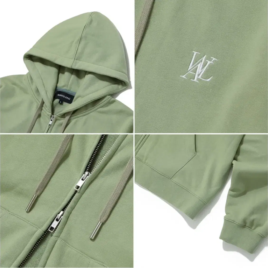 *새상품* 우알롱 Signature hood zip-up 라이트 그린