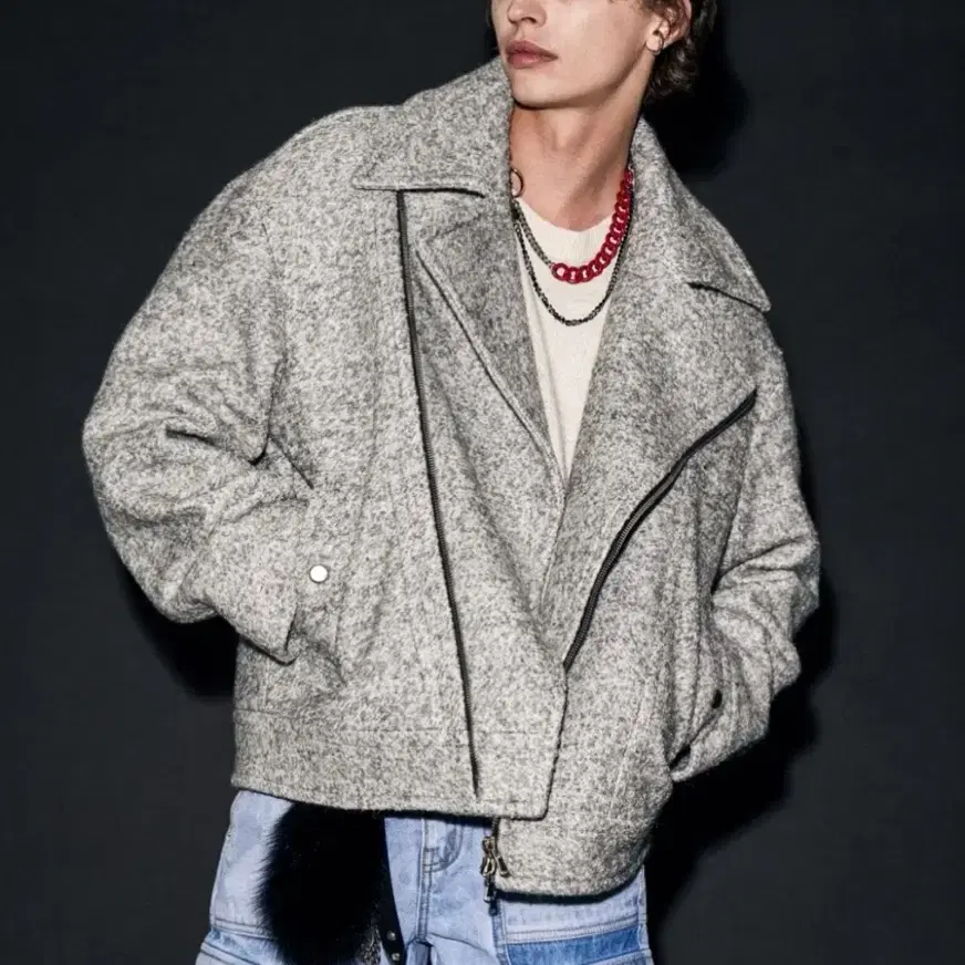 매종미네드 MERCURY CARDING WOOL RIDER JACKET