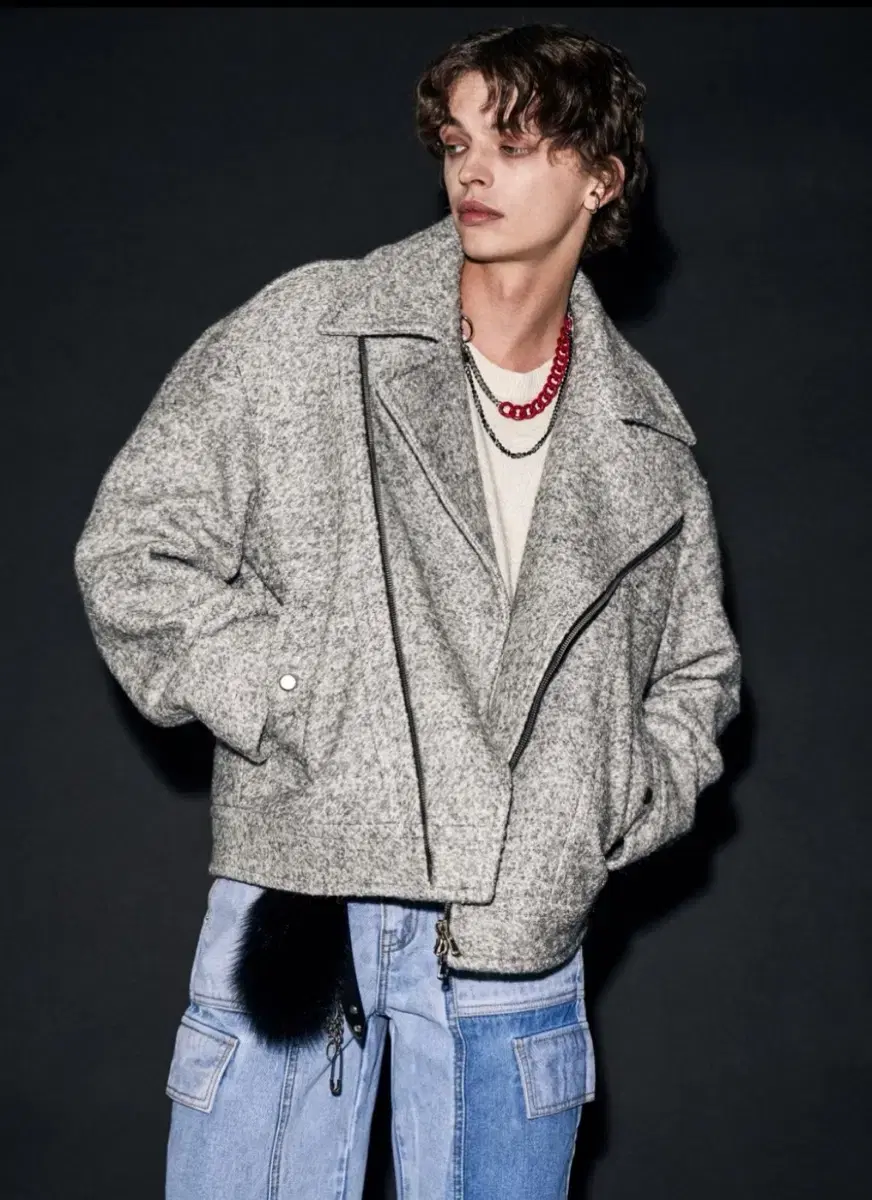 매종미네드 MERCURY CARDING WOOL RIDER JACKET