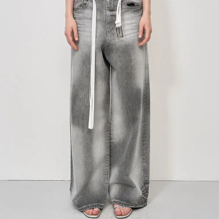 Lcdc 바지 hand brushed wide leg denim grey