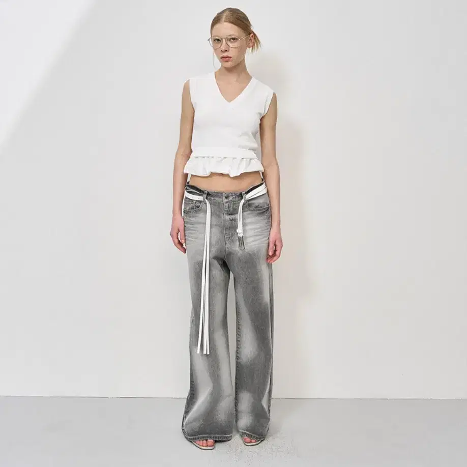 Lcdc 바지 hand brushed wide leg denim grey