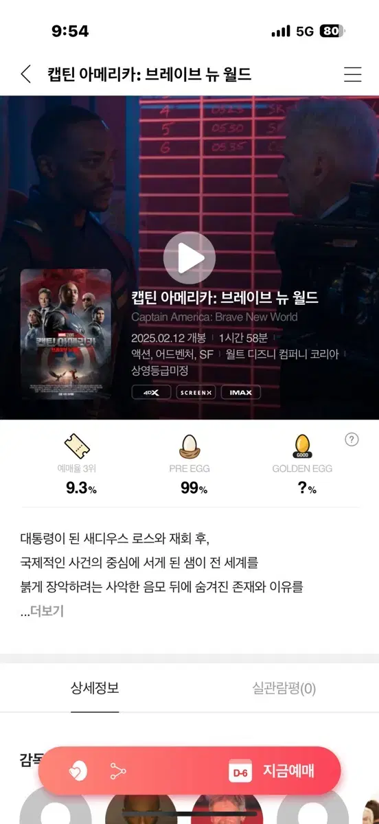 (정가양도) 캡틴 아메리카-브레이브뉴월드 용아맥 용산아이맥스