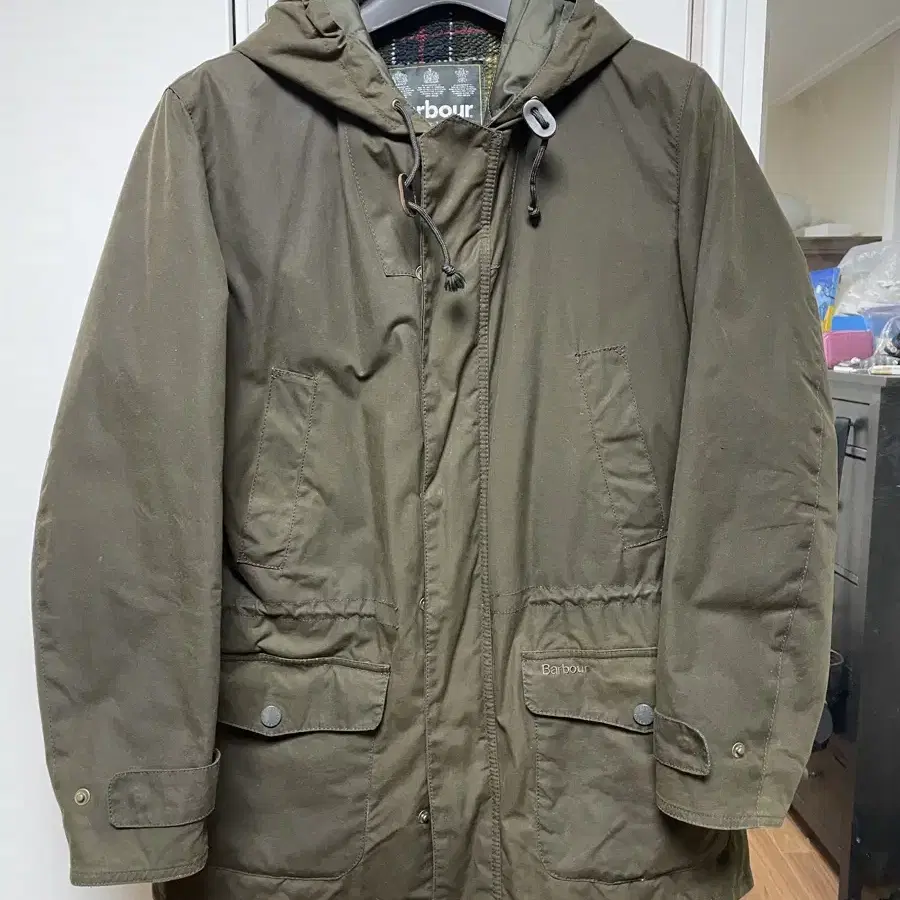 바버  BARBOUR 후드 후리스 왁스 자켓