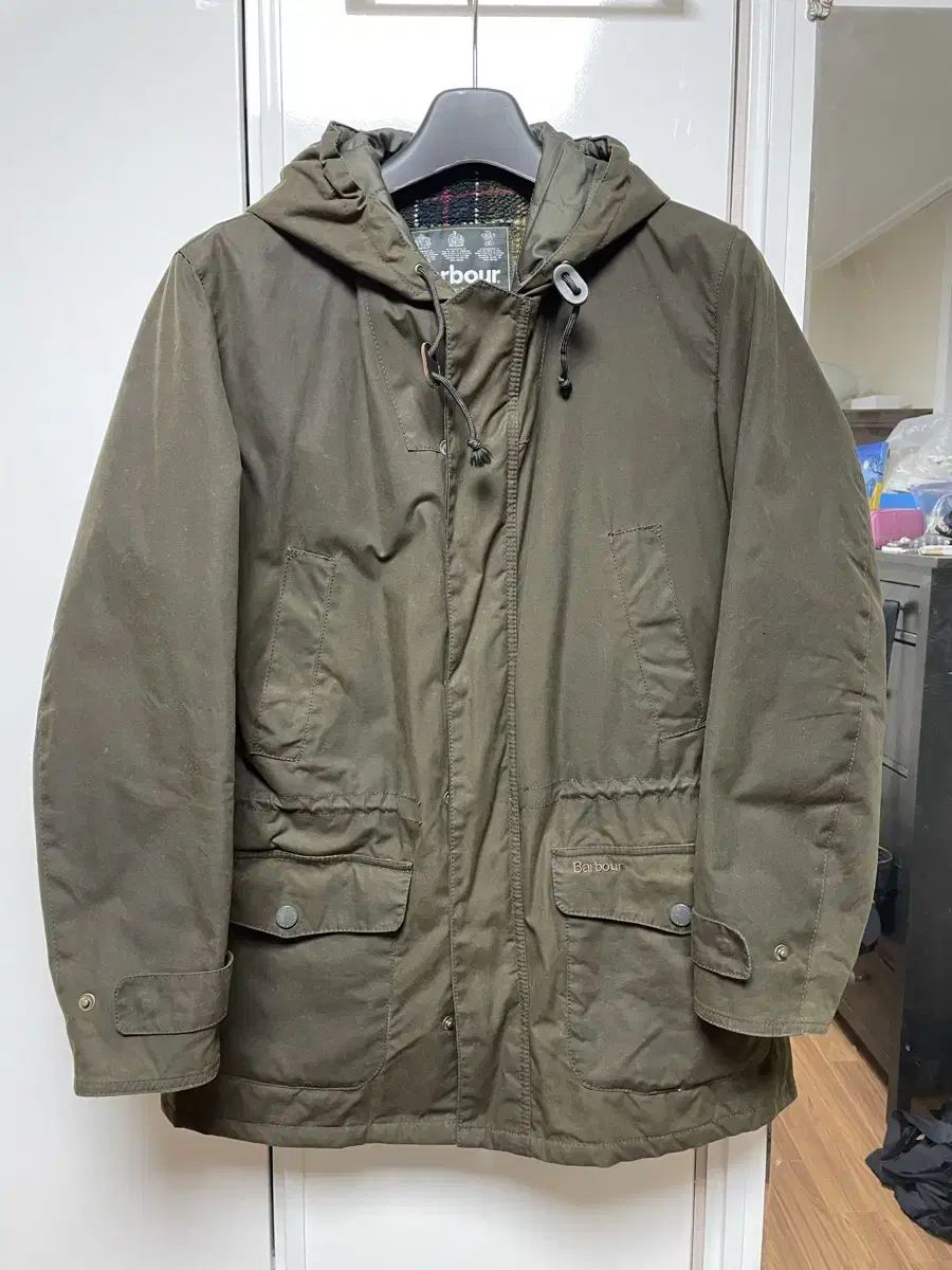 바버  BARBOUR 후드 후리스 왁스 자켓