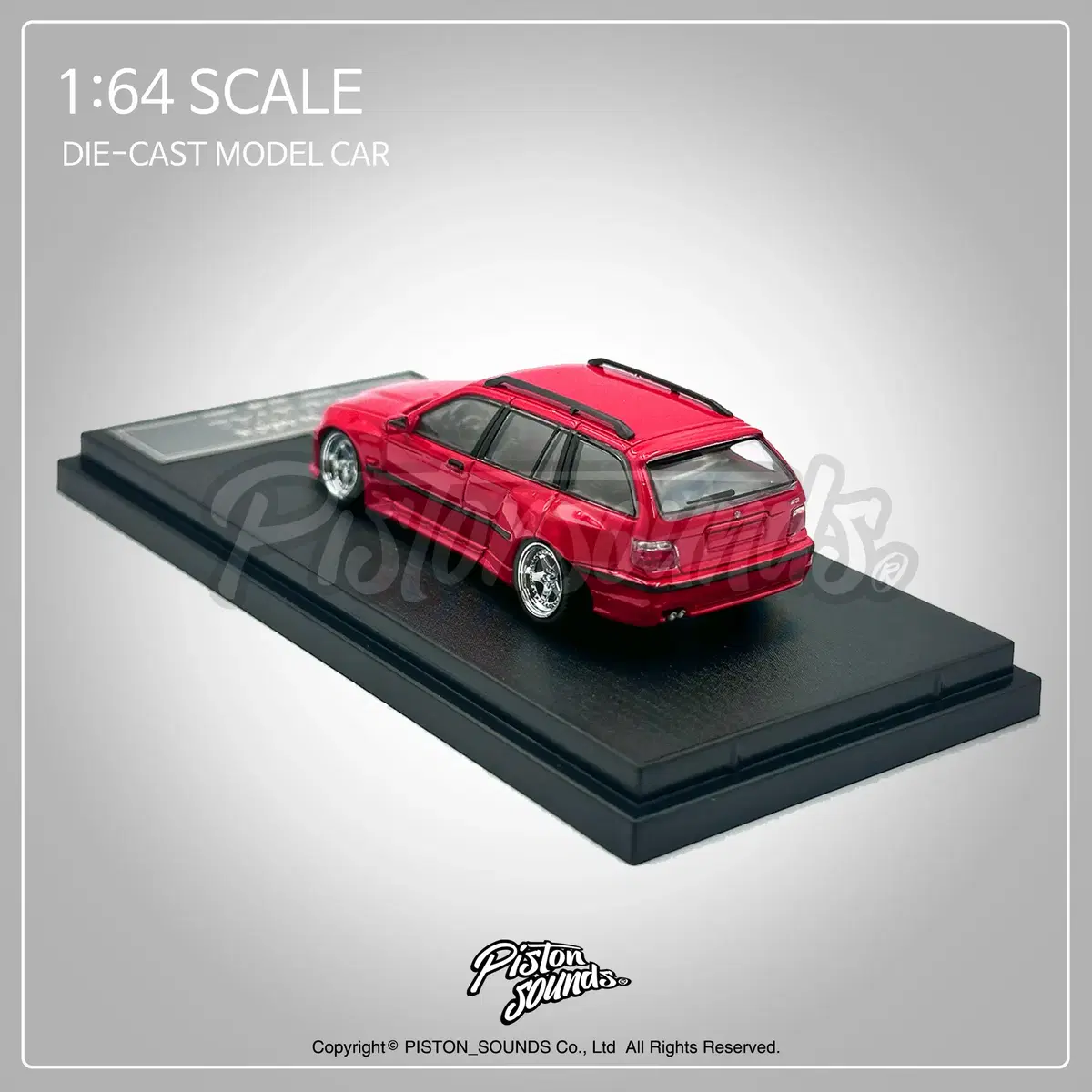 1:64스케일 다이캐스트 BMW E36 M3 투어링 레드 와이드바디 튜닝